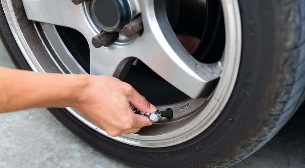 Tire pressure being tested at the Ford service near you.